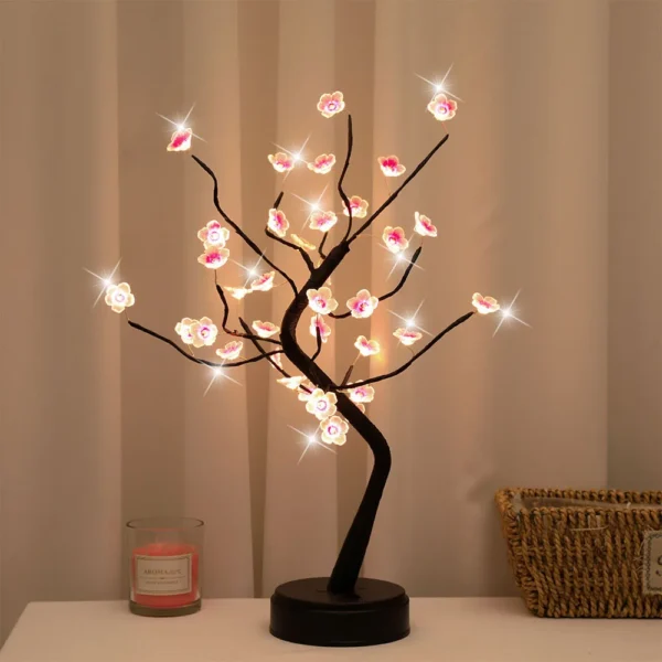 Cherry Blossom Table Tree Night Light USB/Battery - Image 2