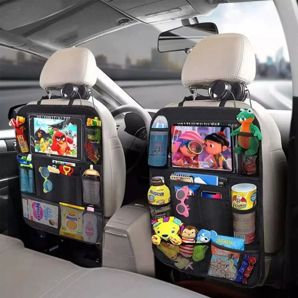 Car Backseat Organizer with Touch Screen Tablet Holder - Image 2