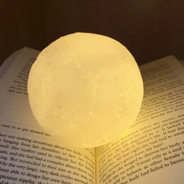 8cm Moon Lamp LED Night Light Battery Powered With Stand Starry Lamp - Image 6